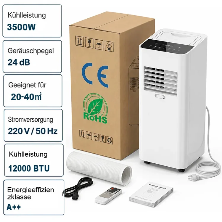 [Nur 1 kWh pro Nacht] Mobile Klimaanlage ohne Außengerät | A+++ Effizienz | Keine Montage