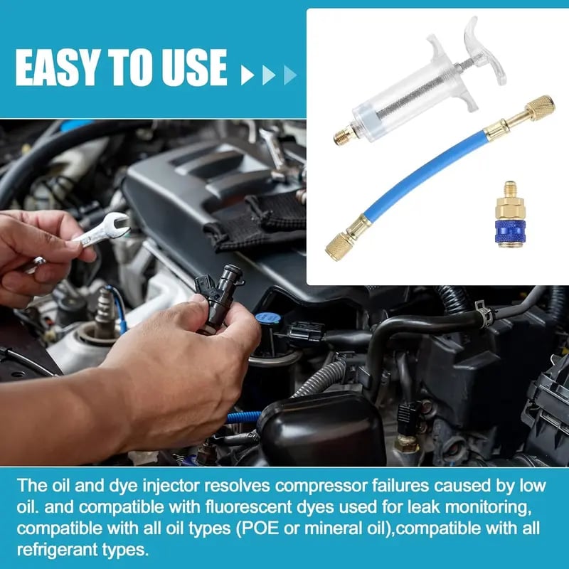 30ml AC Oil & Dye Injector Kit â€?Quick Connect for Automotive & HVAC Systems
