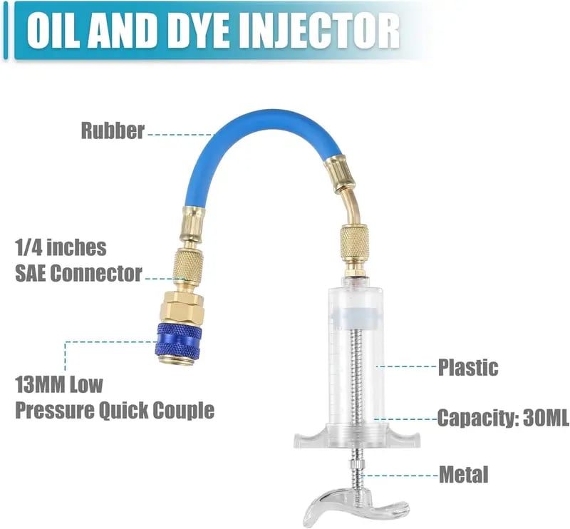 30ml AC Oil & Dye Injector Kit â€?Quick Connect for Automotive & HVAC Systems